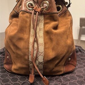 Gucci Brown and Tan Suede Shoulder Bag